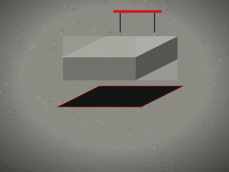 Illustration: cut concrete block lifted out of a floor, showing smooth saw-cut faces