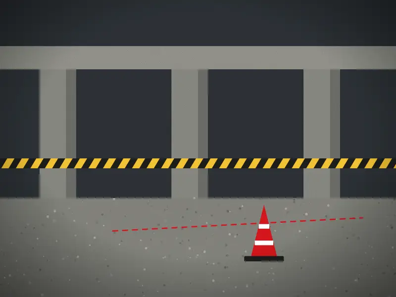 Illustration: construction site with concrete cutting equipment and marked cutting lines