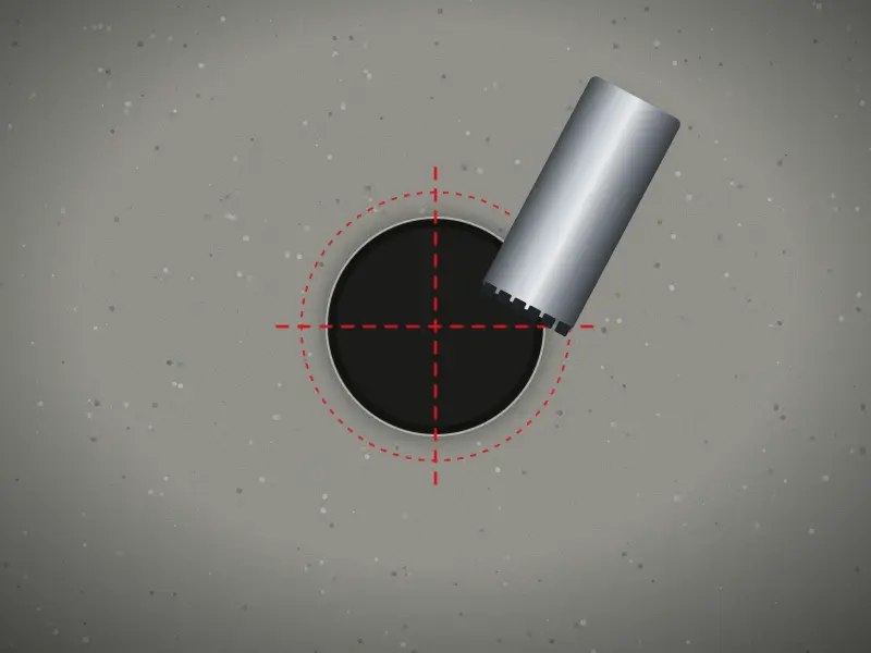 Illustration: diamond core cutting machine drilling a circular opening in a concrete slab